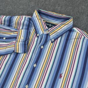 Ralph Lauren Custom Fit Long Sleeve Button Down Striped Shirt Men's XXL